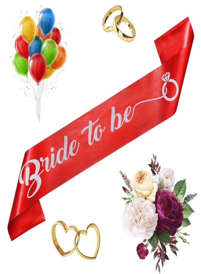 Decofy Bride to Be Decoration Set - Red Bride to Be Sash | Crow Tiara For Bridal Shower Party | Spinsters Party (Small Red) - Image 3